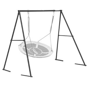550lbs swing stand a frame heavy duty, 71” height full metal swing frame,anti-rust and all weather resistance,suit saucer swing,swing chair for kids in backyard,outdoor (black frame without swing)