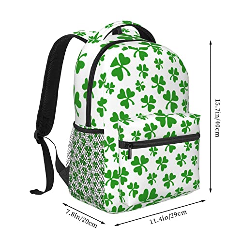 Qurdtt St.Patrick's Day Backpack, Fashion Irish Shamrock Laptop Backpack Shoulder Bag for Men Women