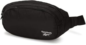 reebok women's fanny pack - lightweight waist belt bag - crossbody bag for running, hiking, travel, workouts, black