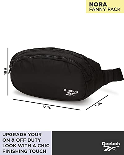 Reebok Women's Fanny Pack - Lightweight Waist Belt Bag - Crossbody Bag for Running, Hiking, Travel, Workouts, Black