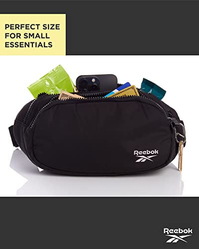 Reebok Women's Fanny Pack - Lightweight Waist Belt Bag - Crossbody Bag for Running, Hiking, Travel, Workouts, Black