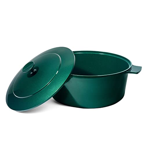 Granitestone Lightweight 6.5 Qt Dutch Oven Pot with Lid, Nonstick Dutch Oven Set, 10 in 1 Enamel Stock Pot/Cooking Pot & Dutch Oven for Sourdough Bread Baking, Oven/Dishwasher Safe - Emerald