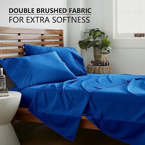 American Home Collection Deluxe 4 Piece Bed Sheets Set Deep Pocket Extra Soft Microfiber Wrinkle Free Sheets Easy Care (California King, Snorkel Blue)