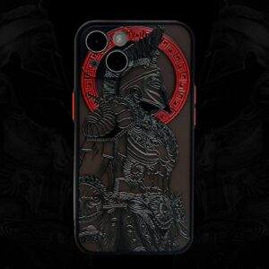 cool gladiator phone case with 3d embossed compatible for iphone 13 mini clear frosted trendy phone case