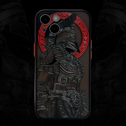 Cool Gladiator Phone Case with 3D Embossed Compatible for iPhone 13 Mini Clear Frosted Trendy Phone Case