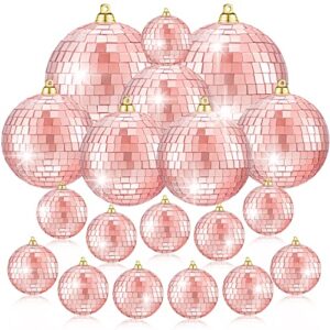 50 pcs disco balls reflective disco ball decorations hanging disco ball ornament different sizes mirror ball for home decor, party, club (rose gold)