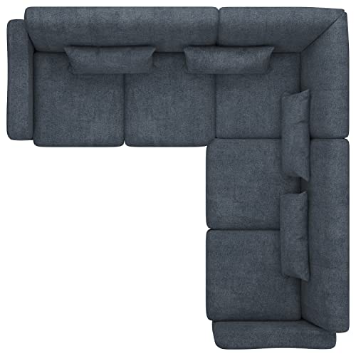 Belffin Small Sectional Sofa Fabric Couch with Chaise Reversible Corner Couch Furniture L-Shaped 4 Seater Sofas Bluish Grey