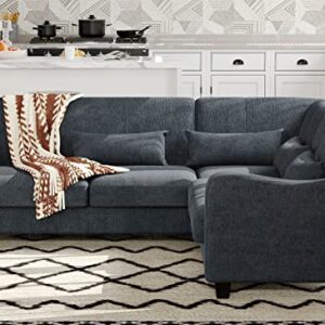 Belffin Small Sectional Sofa Fabric Couch with Chaise Reversible Corner Couch Furniture L-Shaped 4 Seater Sofas Bluish Grey