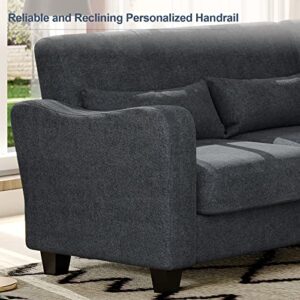 Belffin Small Sectional Sofa Fabric Couch with Chaise Reversible Corner Couch Furniture L-Shaped 4 Seater Sofas Bluish Grey