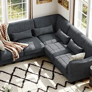 Belffin Small Sectional Sofa Fabric Couch with Chaise Reversible Corner Couch Furniture L-Shaped 4 Seater Sofas Bluish Grey