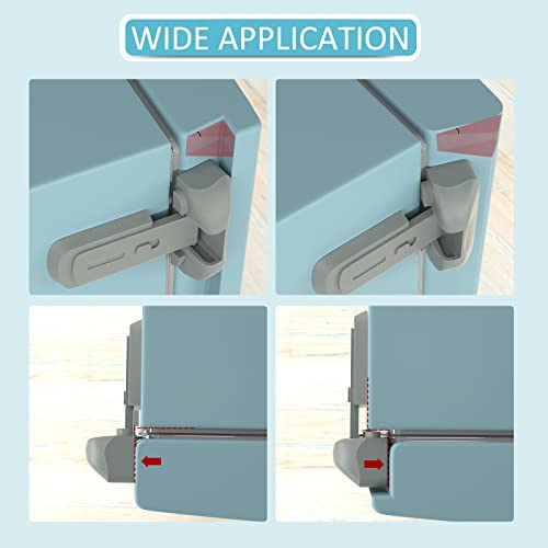 2 Pack Child Proof Fridge Lock, Refrigerator Fridge Freezer Door Latch to Keep Closed, Refrigerator Door Lock for Toddlers and Aging Seals, Easy to Install and No Unsightly Straps Required (Grey)