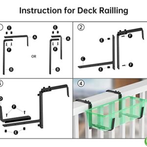 HFHOME 4 PCS Adjustable Planter Box Bracket (6 to 12.5 Inches) for Flower Box Holders, Window Boxes Planters Hooks, Heavy Duty Wall Mount Holder for Windowsills, Garden, Fences, and Balcony - Black