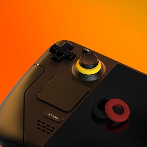 PlayVital 3 Pairs Silicone Aim Assist Target Motion Control Precision Rings for PS5, for PS4, for Xbox Series X/S, Xbox One, Xbox 360, for Switch Pro, for Steam Deck - Red & Black & Yellow