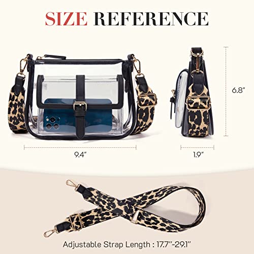 Missnine Clear Bag Stadium Approved PVC Crossbody Purse for Women Transparent Shoulder Bag with Guitar Strap for Concert Sports