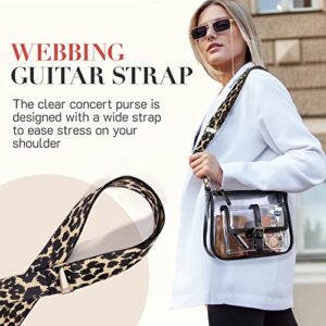 Missnine Clear Bag Stadium Approved PVC Crossbody Purse for Women Transparent Shoulder Bag with Guitar Strap for Concert Sports