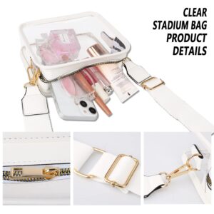 Clear Crossbody Bag for Women, Clear Bag Stadium Approved Clear Purse with Adjustable Strap (White-01)