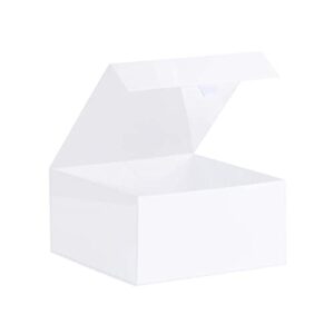 purple q crafts 1 pack white hard gift box with magnetic closure lid 8"x8"x4" square favor boxes with white glossy finish (1 box)