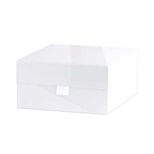 Purple Q Crafts 1 Pack White Hard Gift Box With Magnetic Closure Lid 8"x8"x4" Square Favor Boxes With White Glossy Finish (1 BOX)
