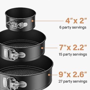 Kootek 144pcs Cake Pan Set with Ebook, Cake Decorating Supplies with 3 Round Nonstick Removable Base Bakeware Springform Pans (4" 7" 9"), Numbered Piping Tips and Other Baking Supplies for Cheesecake