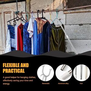 Cabilock Long Reach Pole Closet Pole with Utility Hooks Wardrobe Hook Pole Splicing Pole Hook Balcony Clothing Garment Pole Hook for Clothesline Closet Hanger