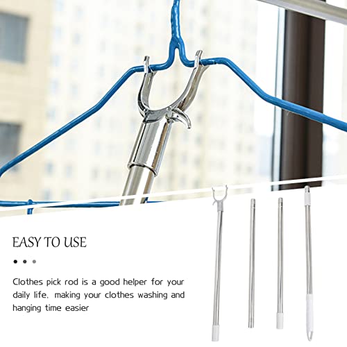 Cabilock Long Reach Pole Closet Pole with Utility Hooks Wardrobe Hook Pole Splicing Pole Hook Balcony Clothing Garment Pole Hook for Clothesline Closet Hanger