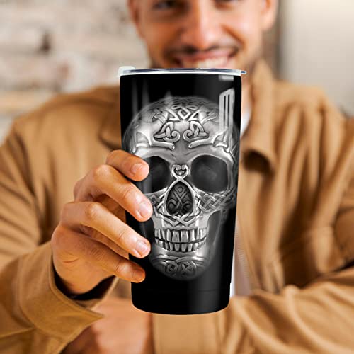 winorax Skull Tumbler 20oz Stainless Steel Travel Cup Coffee Mug Inspirational Skull Gifts for Men Women Skulls Lover Birthday Halloween Birthday Presents