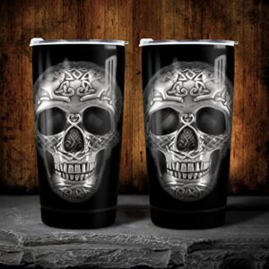 winorax Skull Tumbler 20oz Stainless Steel Travel Cup Coffee Mug Inspirational Skull Gifts for Men Women Skulls Lover Birthday Halloween Birthday Presents