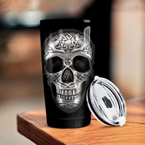 winorax Skull Tumbler 20oz Stainless Steel Travel Cup Coffee Mug Inspirational Skull Gifts for Men Women Skulls Lover Birthday Halloween Birthday Presents