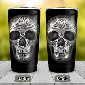 winorax Skull Tumbler 20oz Stainless Steel Travel Cup Coffee Mug Inspirational Skull Gifts for Men Women Skulls Lover Birthday Halloween Birthday Presents