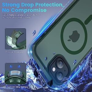 LANDEE Magnetic for iPhone 13 Mini Case Mag Safe Case Wireless Charging Cover Matte Matte Green