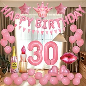 30th birthday decorations for women 30 happy birthday balloons letters pink balloon banner party supplies for girls