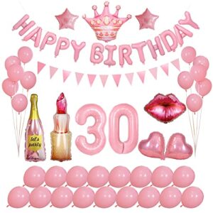 30th birthday decorations for women 30 happy birthday balloons letters pink balloon banner party Supplies for girls