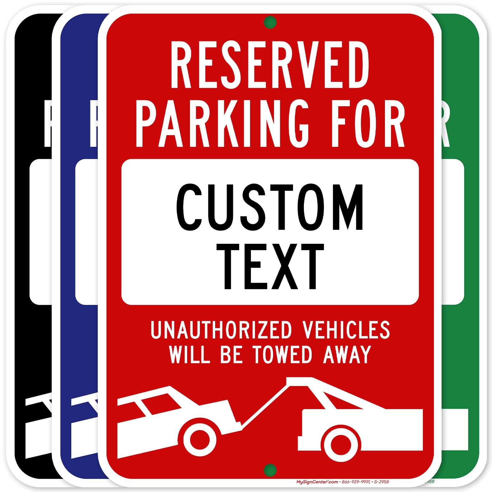 Custom No Parking Sign, Custom Reserved Parking Signs for Business, Unauthorized Vehicles Will Be Towed Away, 10x14 Inches, Rust Free .040 Aluminum, Fade Resistant, Made in USA by My Sign Center (Post Holes)