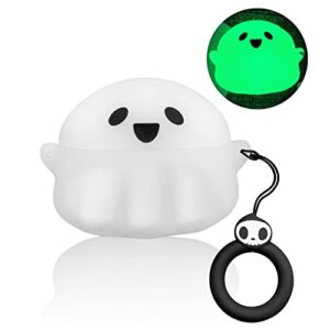compatible with airpods pro & pro 2nd case cover, luminous cute ghost case designed for airpods pro and pro 2, soft silicone anime funny 3d cartoon case for men women kids teens boys girls