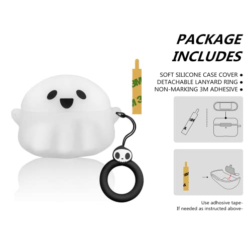 Compatible with AirPods Pro & Pro 2nd Case Cover, Luminous Cute Ghost Case Designed for Airpods Pro and Pro 2, Soft Silicone Anime Funny 3D Cartoon Case for Men Women Kids Teens Boys Girls