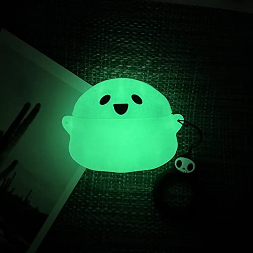 Compatible with AirPods Pro & Pro 2nd Case Cover, Luminous Cute Ghost Case Designed for Airpods Pro and Pro 2, Soft Silicone Anime Funny 3D Cartoon Case for Men Women Kids Teens Boys Girls