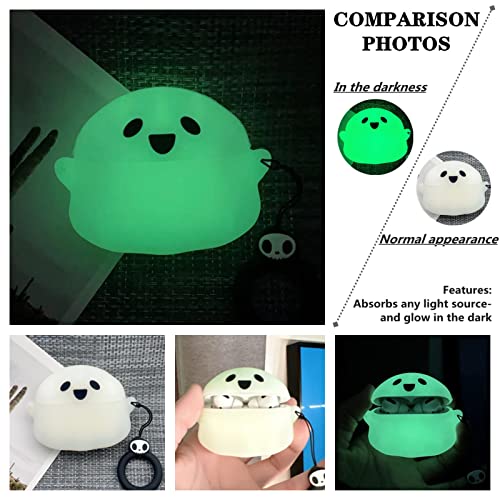 Compatible with AirPods Pro & Pro 2nd Case Cover, Luminous Cute Ghost Case Designed for Airpods Pro and Pro 2, Soft Silicone Anime Funny 3D Cartoon Case for Men Women Kids Teens Boys Girls