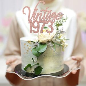 1 PCS Vintage 1973 Cake Topper Glitter Happy 50th Birthday Cake Topper Fifty Cheers to 50 Years Cake Pick 50 & Fabulous Cake Decorations for 50th Birthday Wedding Anniversary Party Supplies Rose Gold