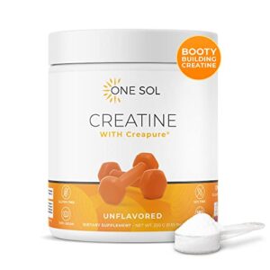 one sol creatine for women booty gain, all natural women's creatine powder with creapure, increase lean muscle mass, reduce recovery time, promotes brain & bone health (unflavored, 100 servings)