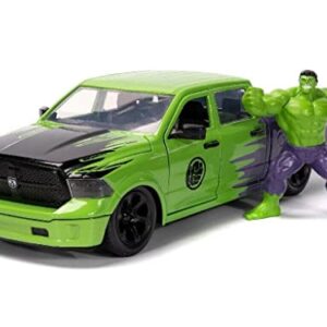 Marvel 1:24 Dodge Ram 1500 Die-Cast Car & 2.75" Incredible Hulk Figure, Toys for Kids and Adults