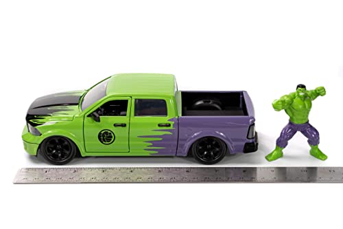 Marvel 1:24 Dodge Ram 1500 Die-Cast Car & 2.75" Incredible Hulk Figure, Toys for Kids and Adults