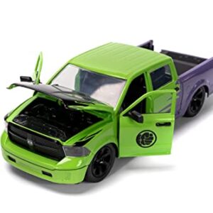 Marvel 1:24 Dodge Ram 1500 Die-Cast Car & 2.75" Incredible Hulk Figure, Toys for Kids and Adults