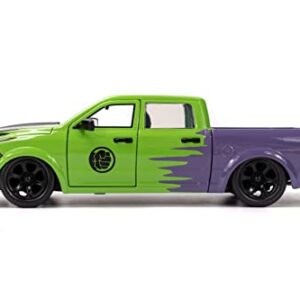 Marvel 1:24 Dodge Ram 1500 Die-Cast Car & 2.75" Incredible Hulk Figure, Toys for Kids and Adults