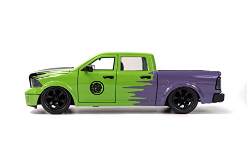 Marvel 1:24 Dodge Ram 1500 Die-Cast Car & 2.75" Incredible Hulk Figure, Toys for Kids and Adults