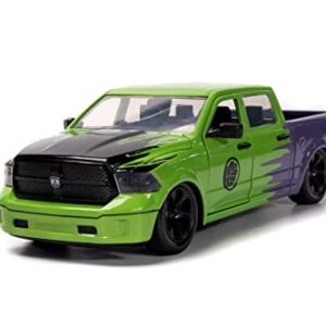 Marvel 1:24 Dodge Ram 1500 Die-Cast Car & 2.75" Incredible Hulk Figure, Toys for Kids and Adults