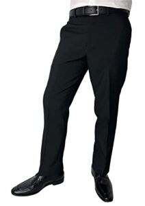 sir gregory men's fitted flat front dress pants with expandable waistband black 34