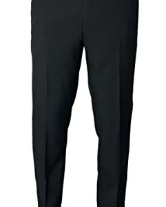 Sir Gregory Men's Fitted Flat Front Dress Pants with Expandable Waistband Black 34