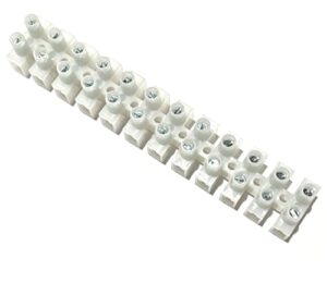 12 position / 24 contact terminal block barrier strip dual row with screw connector 30 amp 300v hvac panel chassis mount etc. es1200/12dsfb (2 pack)