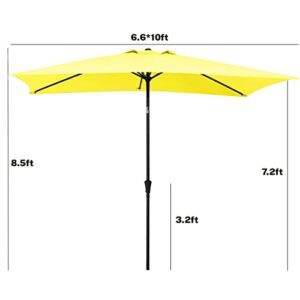 MEWAY Rectangular Patio Umbrella Garden Market Umbrella with Tilt and Crank for Garden Deck Backyard Pool Patio Table (6.6 X 10 ft, Yellow)