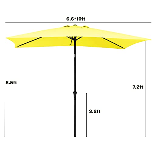 MEWAY Rectangular Patio Umbrella Garden Market Umbrella with Tilt and Crank for Garden Deck Backyard Pool Patio Table (6.6 X 10 ft, Yellow)